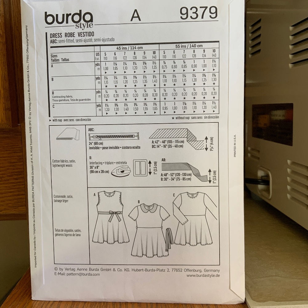 GIRLS - BURDA DRESS PATTERN - Picture 4 of 6